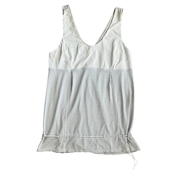 Lululemon Women’s Hustle And Bustle Drawstring Waist White  Gray Tank Top Sz 12 - Picture 2 of 11